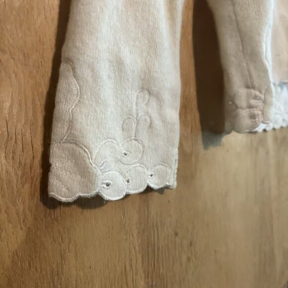 Vintage Jeanne Marcoux 50s Ivory Cream Angora Lambswool Lace Cardigan Sz 38 - Picture 2 of 6